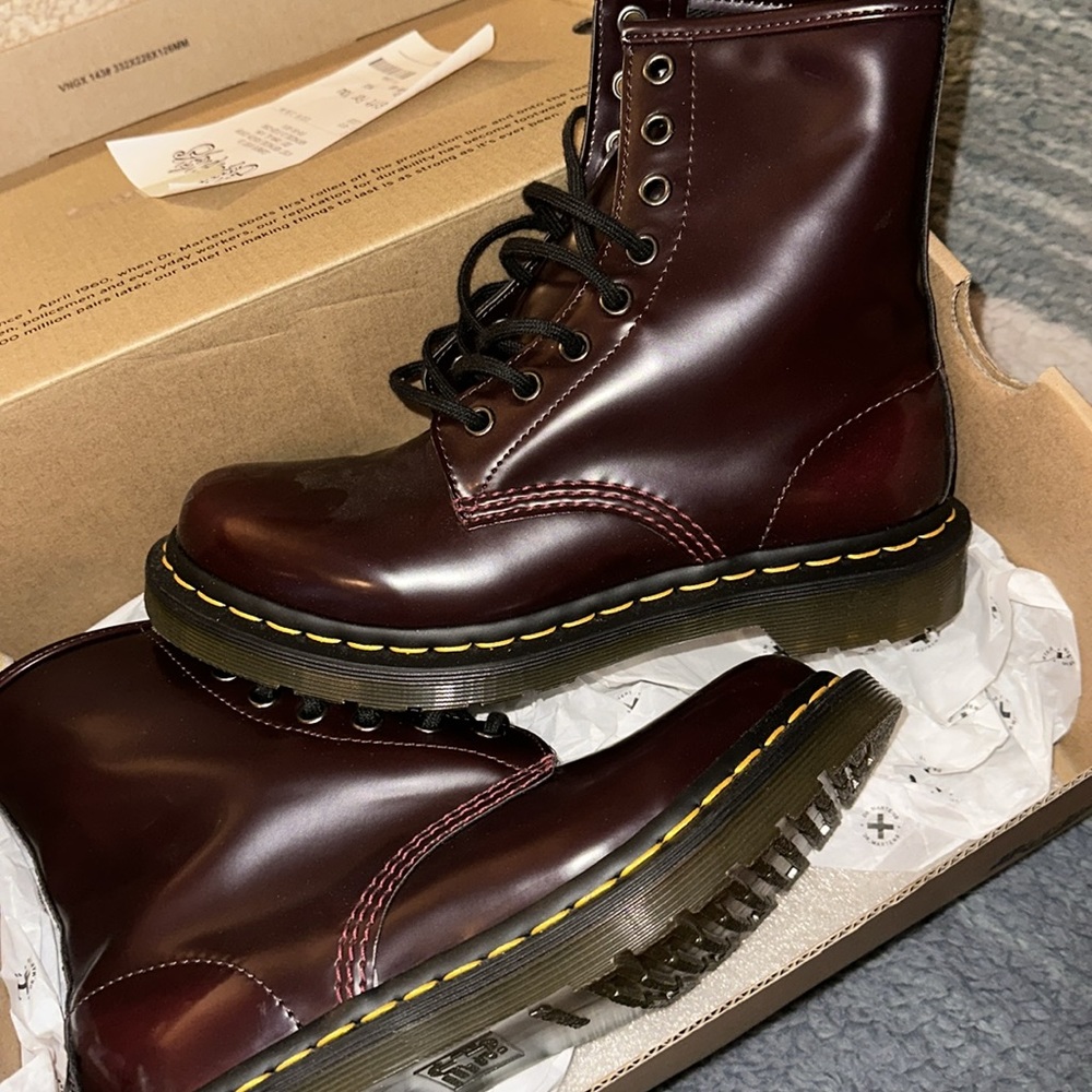 Vegan Cherry Red Doc Marten’s. Size 6